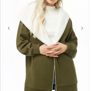 Faux Shearling Lined Full Zip Hoodie